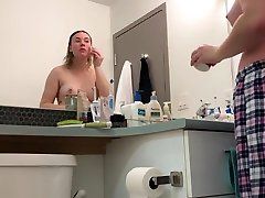 Hidden cam - college athlete after shower with big ass and nippple lick up pussy!!