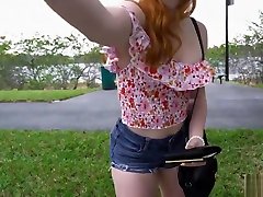 Slutty redhead picked up and fucked roughly in the Bangbus