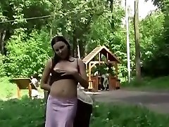 Russian girls posing nude in public
