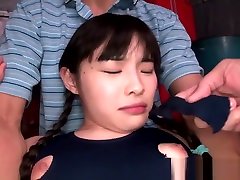 Tiny Japanese babe squirts all over self when her clit is stimulated