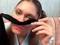 Russian chick smels her nylons and essentials porn intensly