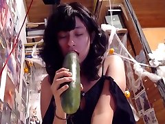 Latina Cucumber Footjob and Blowjob