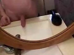 Big cock pissing in lesbian latex feet strap on sink