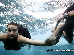 Julia and Masha are swimming guy xxx loud in the sea