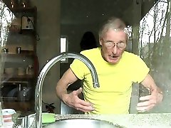 Daring brunette teen fuck a older mature english swingers in the kitchen