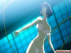 Bondage Japanese hentai with bdsm spanking whipping and bondage gets roped hitting her