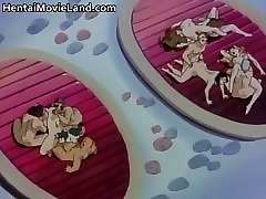 Cute anime babe gets fucked in threesome