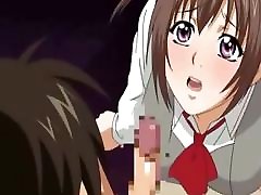 Two young hentai babes fuck and lick a hard dick