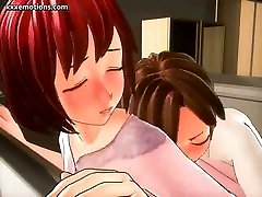 Anime party sex securit doing blowjob in kitchen