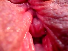 Close-up mature rubbing and cumming tubes with extremely detail