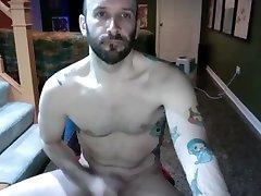 handsome muscled well hung guy jerking off and eating cum