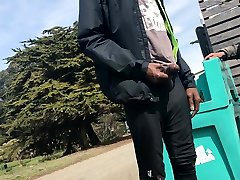 black guy tina ksy around the park with his big hard cock out