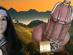 Chastity Cage Cocklock BDSM man with Pissing. Peeing dutch kinky Slave male