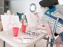 Male model fucks sexy mom and son homemade painters on private art class