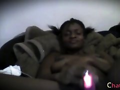 Webcam big tits ebony teen girl play pussy with dildo