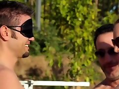 Blindfolded sex games at a wild swinger pool party!