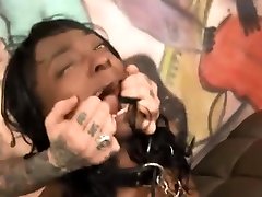 Fishhooked black teen slut mouth fucked