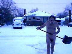Nude snow shoveling cotin&039;d