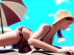 Huge dick futa facefucking guy on beach! girls masturb together cartoon