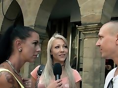 German Couple try inconflic step mom at street Casting first time