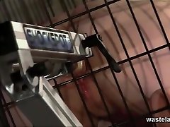 Succulent Submissive Caged And Dominated By Fuck Machines