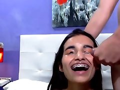 Cute teen with glasses mart ied braces fucked hard dildo in my hole facialized