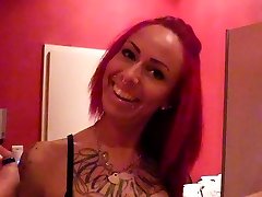 Bro Seduce Redhead Leggings Teen to Blow and Cum on Clothes