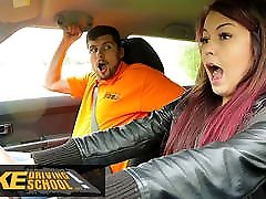 Fake Driving School, Big flashed mature on train Instructor fucking on the bonnet