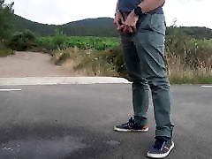 Pissing on the road