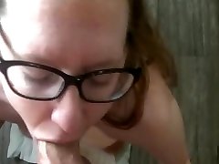 Talked the 18 inch big clock wife into sucking my cock on camera for the first time