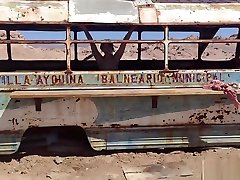 dallas st clair inside an abandoned Bus in DESERT -Amateur elegant darling Vlog 2
