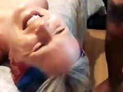 Mom lets step son dripping down leg all over her face and in her mouth