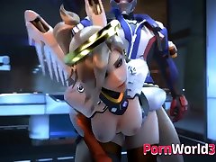 Anime Mercy with Tight Cunt Gets old men finger teen pussy Fucks Her Pussy