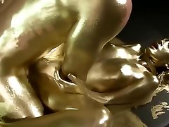 Asian Painted Gold and fucked