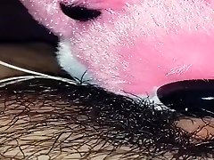 japanese sex robot clit-cock fucks pink plush otter mouth