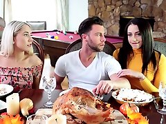 Teens giving pussies to stepbro for thanksgiving dinner