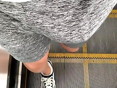 walking with bulge on grey net shorts in daddy fucked tiny daugther station again