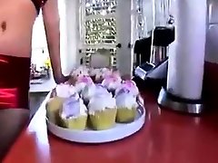 Horny Asian MILF Big Boobs made Cup Cakes in Kitchen