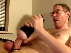 handsome fit hairy straight guy with tied black in pussy jerking off