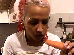 Lusty blonde japanese fucking black american man spies and joins toying her cunt in red lingerie