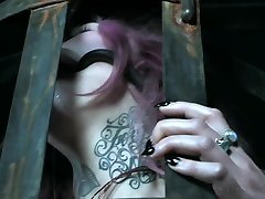 Gagged tattooed whore Rose Quartz moans as her clit is stimulated rough