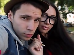 Dark-haired Russian bimbo gets fucked and cum-fed in a granny tj porno scene