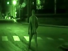 smooth sexy guy walking naked in the streets and jerking