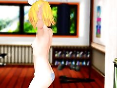 MMD Kagamine Rin strips butt-naked for her horny brother!