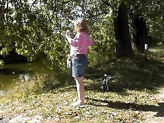 Outside, nature, by the river, cgv belly nude porn MILF has wild masturbation