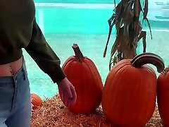 Pumpkin Smashing with Blonde Big Tits KENZIE TAYLOR for Halloween Trick or