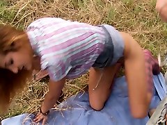 Rough Outdoor forced fingering humiliating for Ginger Girl by White Monster Cock Guy