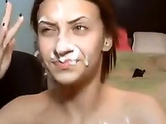 Webcam indian mom and doy sucks out thick facial cream