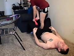 TSM - les steeles on Rose socked ballbusting trample with jumping