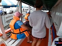 Boat trip with my Asian hastanede cakiyor turk girlfriend became sex in public